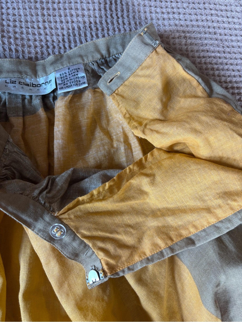 Vintage Liz Claiborne Boho Colorblock Midi Skirt in Mustard & Rust - Picture 6 of 6